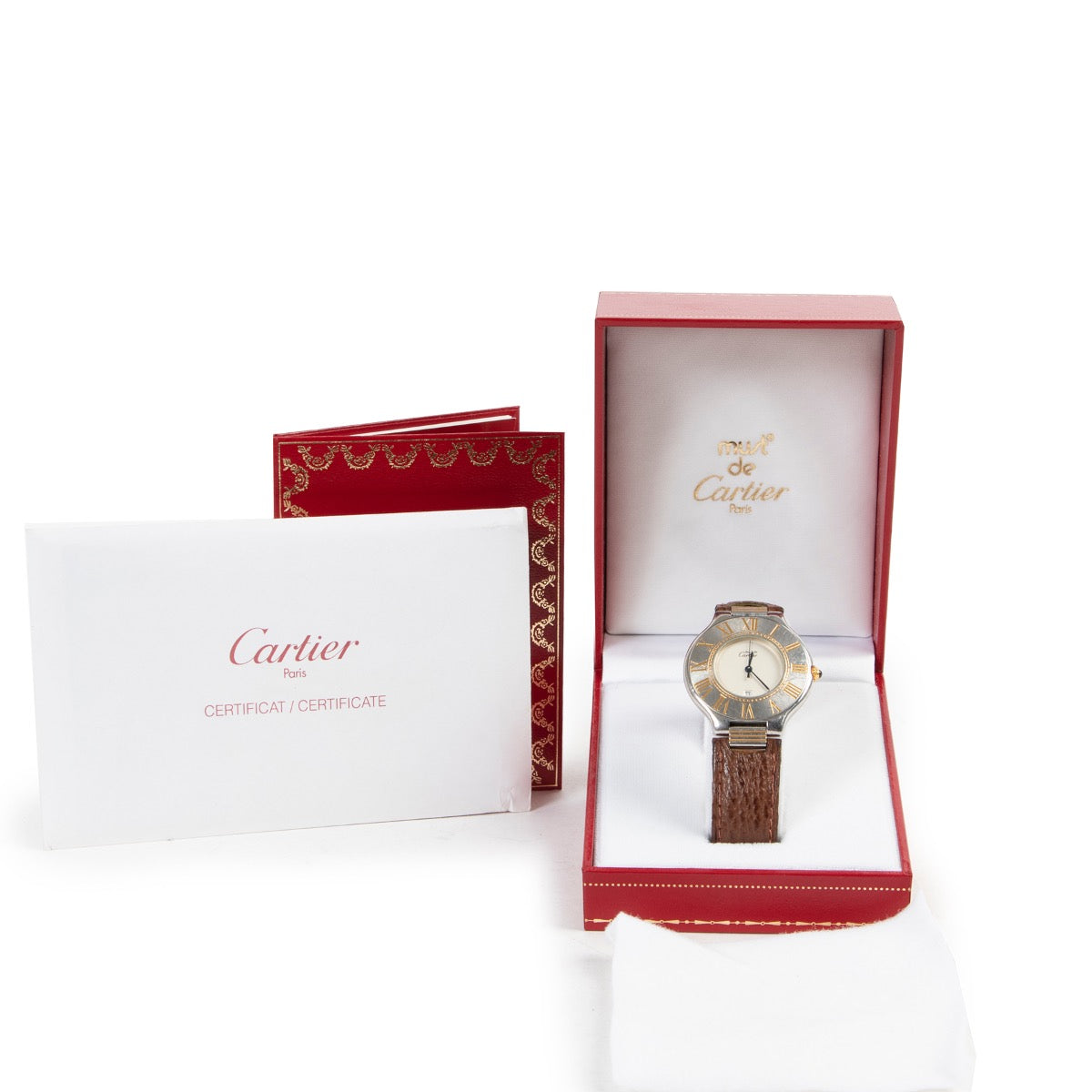 Shop safe online 100% authentic second hand Must De Cartier Brown Must 21 Watch in good preloved condition at the right price at Labellov in Antwerp.