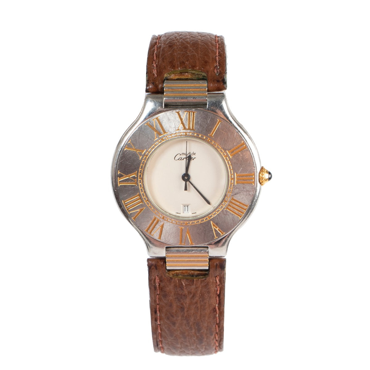 Shop safe online 100% authentic second hand Must De Cartier Brown Must 21 Watch in good preloved condition at the right price at Labellov in Antwerp.