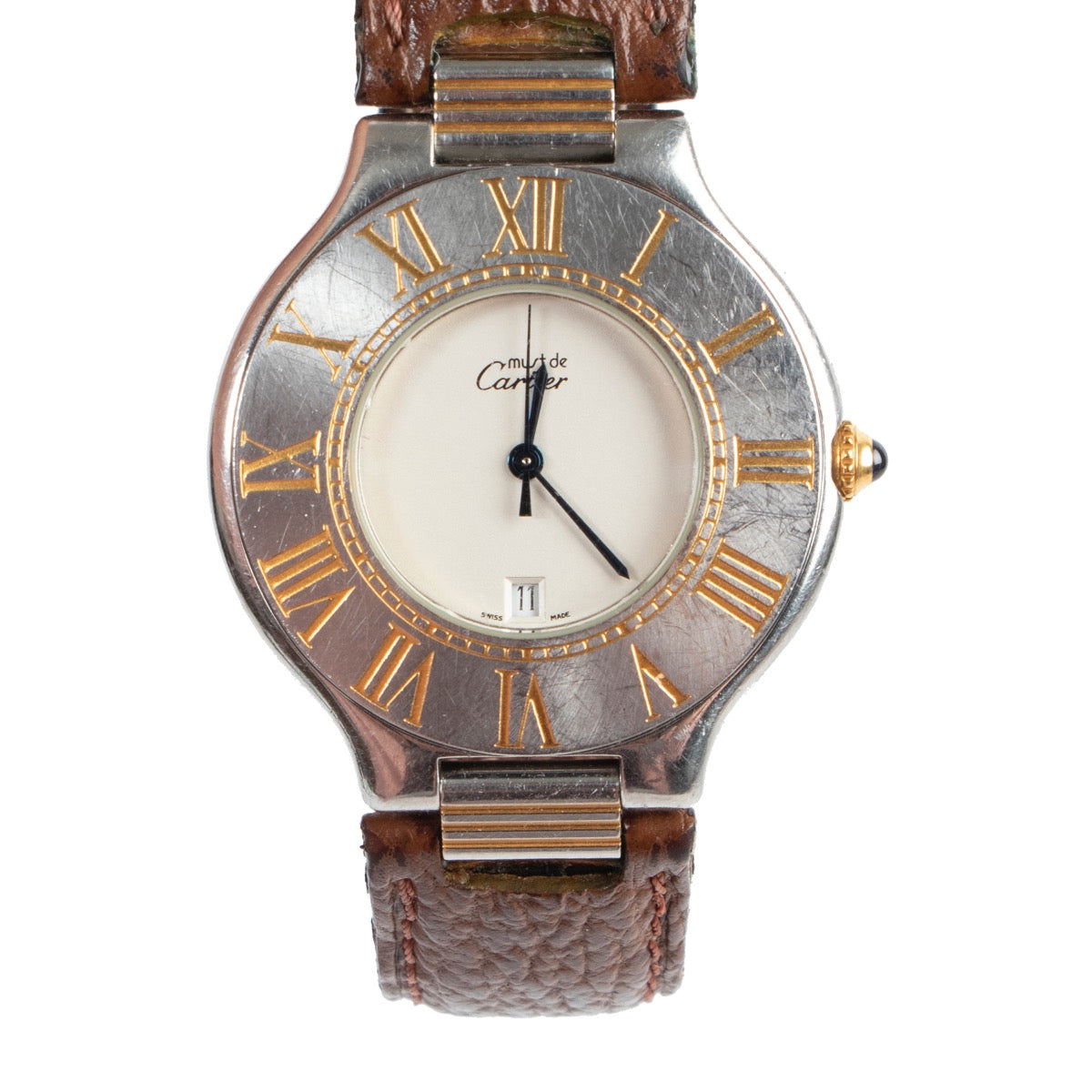 Shop safe online 100% authentic second hand Must De Cartier Brown Must 21 Watch in good preloved condition at the right price at Labellov in Antwerp.
