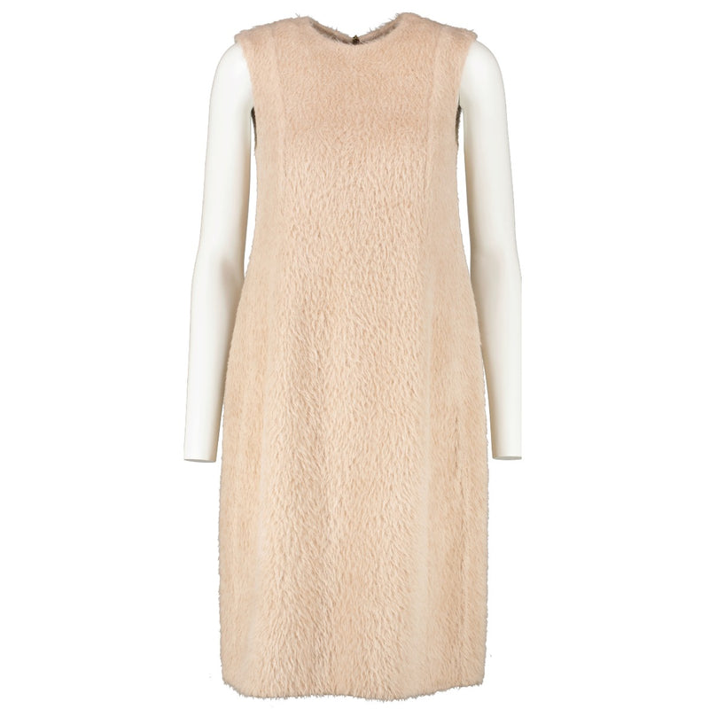 Celine Phoebe Philo Beige Furry Sleeveless Dress