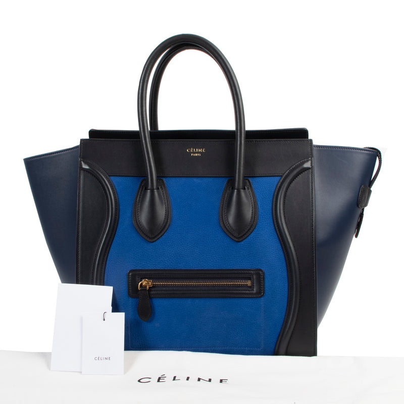 Shop safe online 100% authentic second hand Céline Blue Luggage Tote Top Handle in very good condition at Labellov in Antwerp.