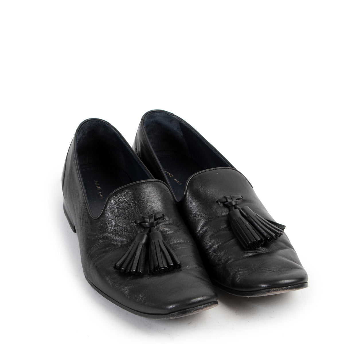 Celine Black Leather Tassel Flats - size 38