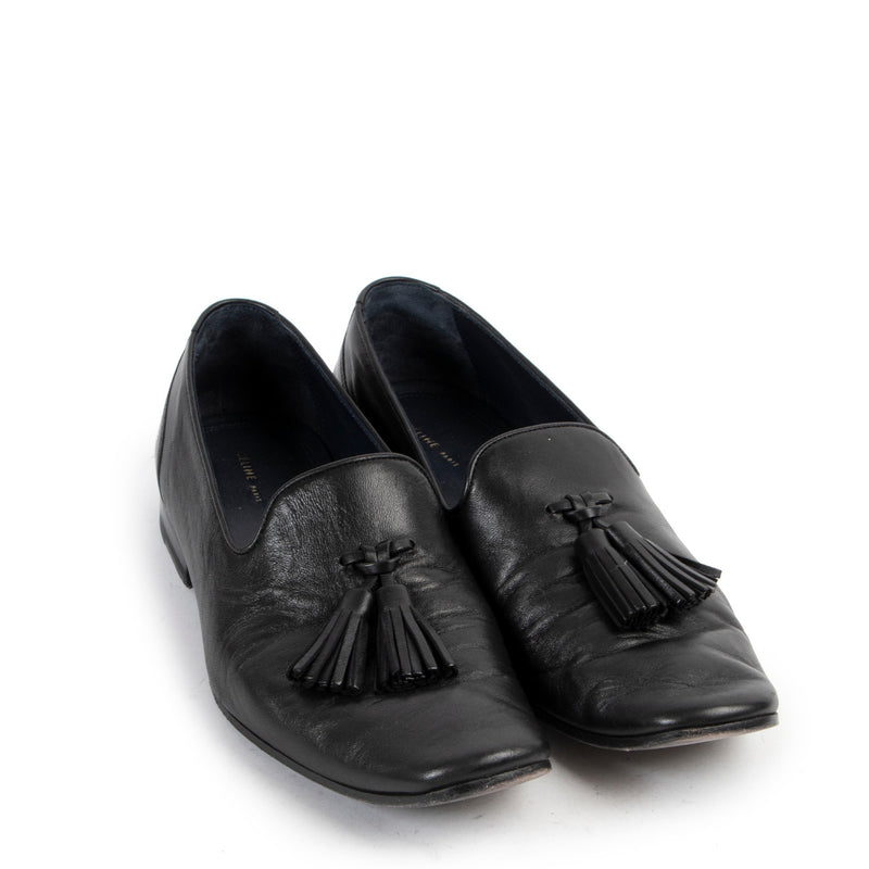 Celine Black Leather Tassel Flats - size 38