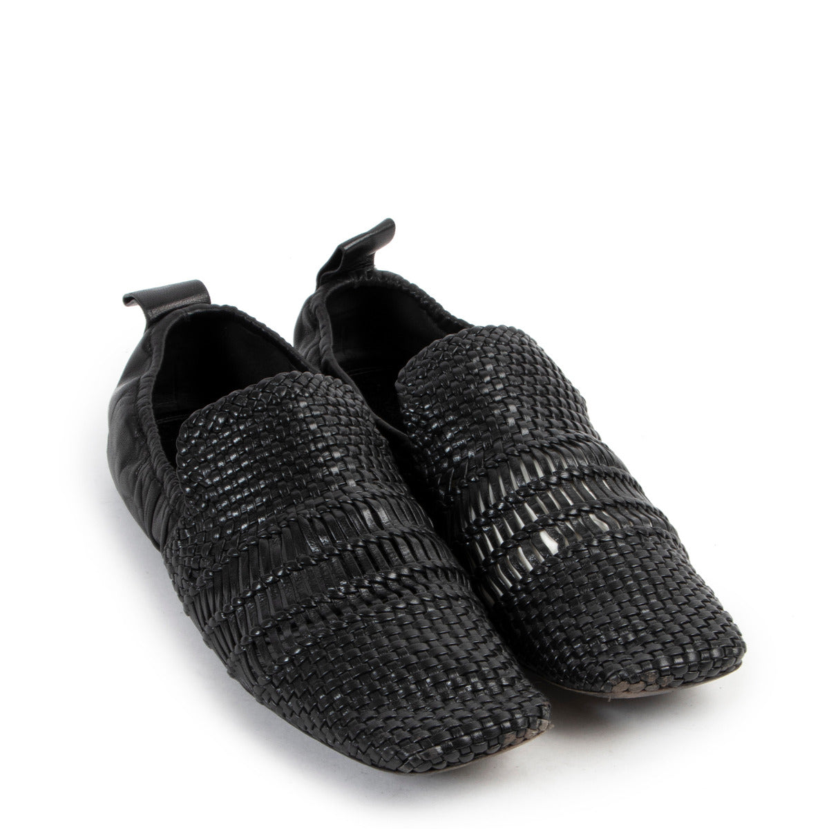 Celine Black Woven Leather Flats - size 37.5