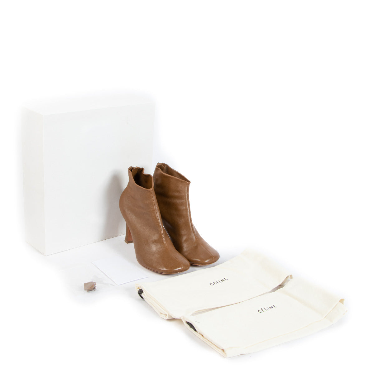 Celine Camel Leather Glove Ankle Boots