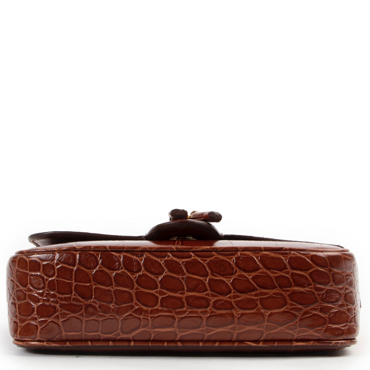Shop safe online 100% authentic second hand Celine Brown Croco Stamp Tassel Bag Medium in very good condition at the right price at Labellov in Antwerp.