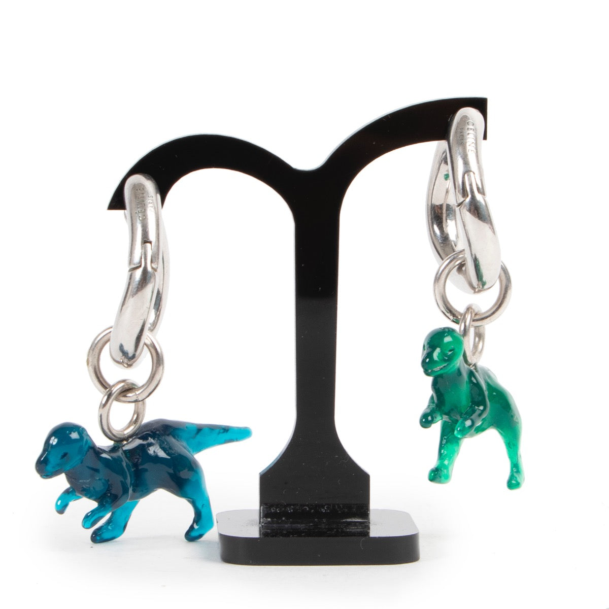 Shops safe online 100% authentic second hand Celine Silver Dinosaurus Earrings in very good condition at Labellov in Antwerp.
