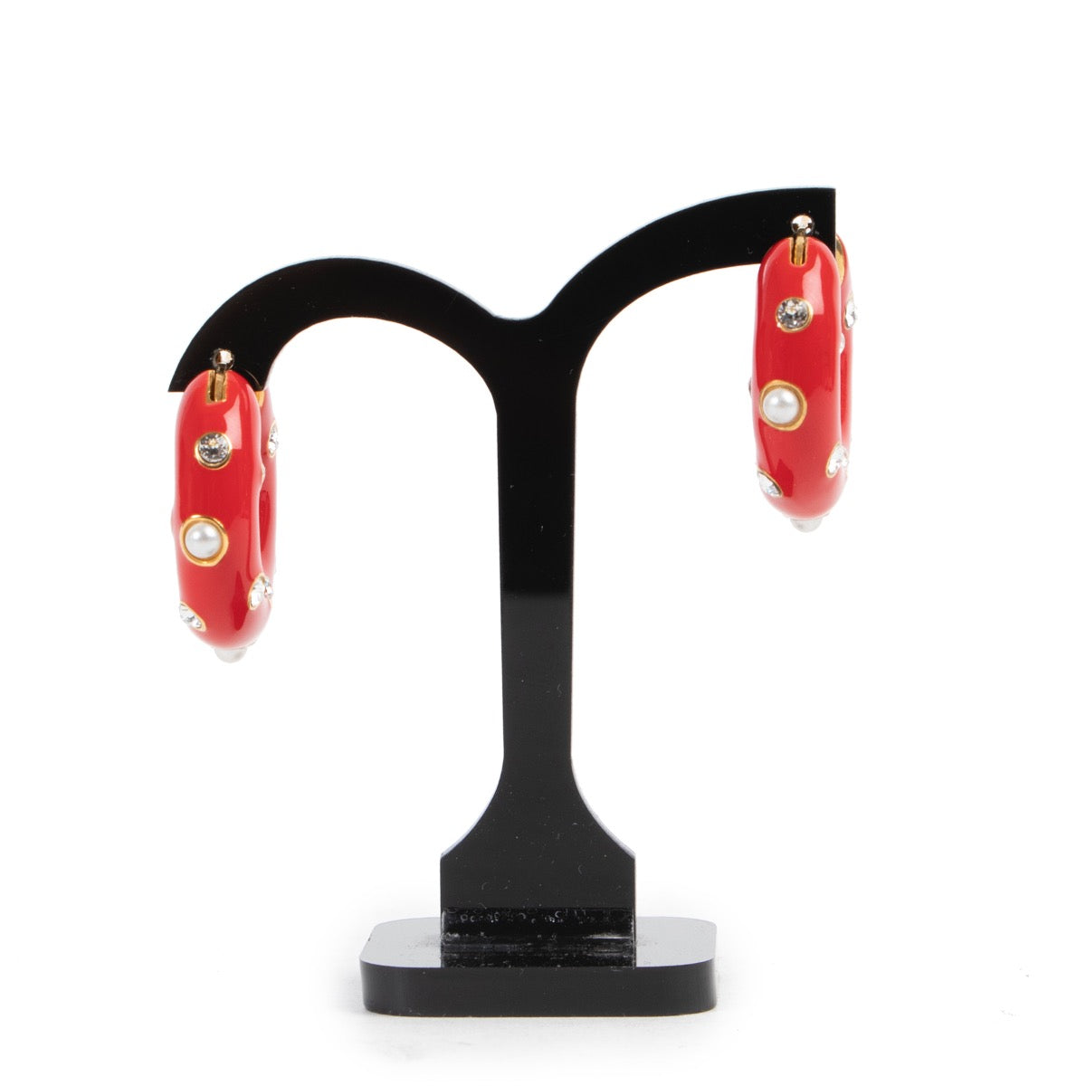 Shop safe online 100% authentic second hand Celine Red Hoop Earrings in as new, excellent condition at the right price at Labellov in Antwerp.