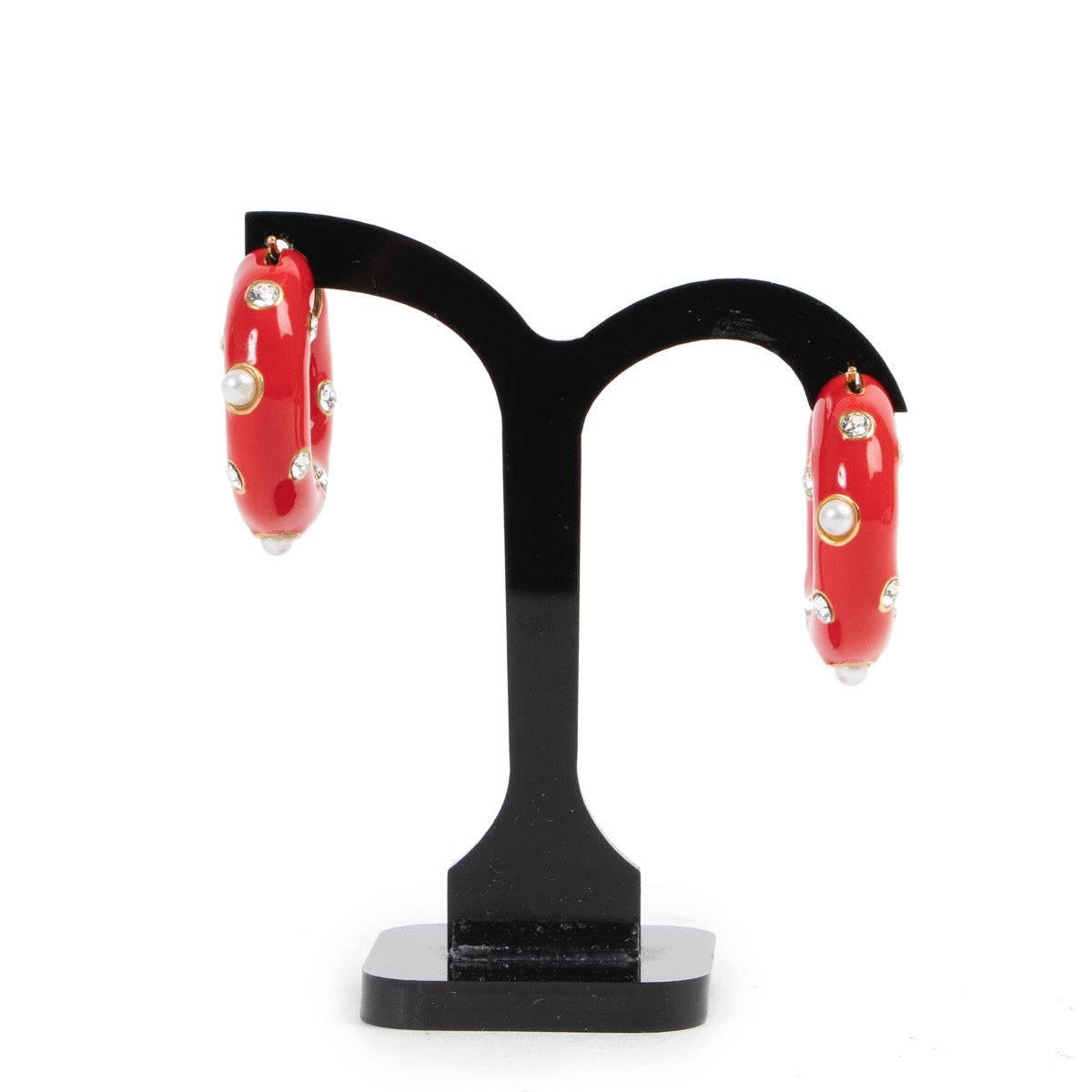 Shop safe online 100% authentic second hand Celine Red Hoop Earrings in as new, excellent condition at the right price at Labellov in Antwerp.