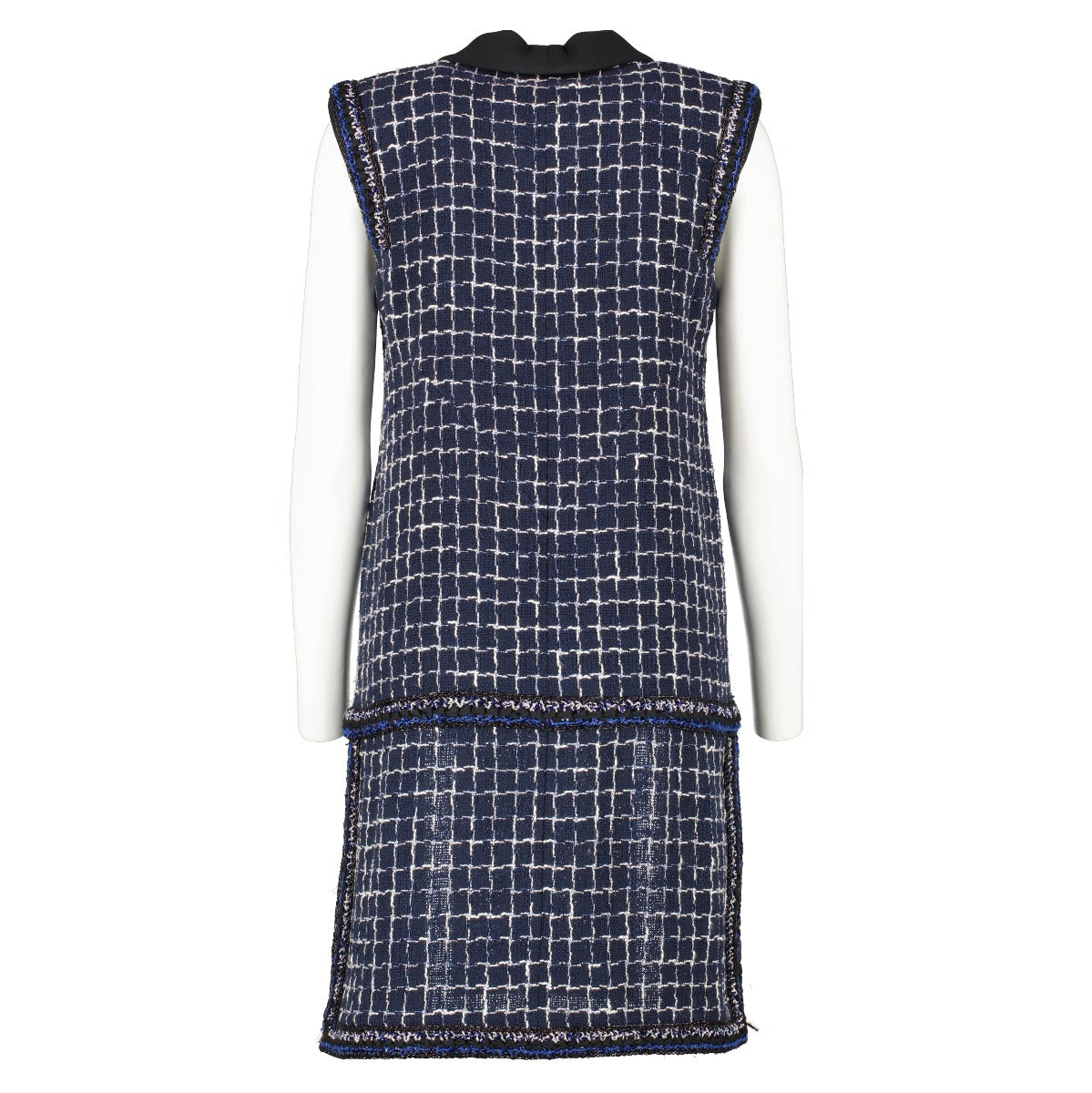 Chanel Spring/Summer 2014 Navy Checkered Tweed Dress