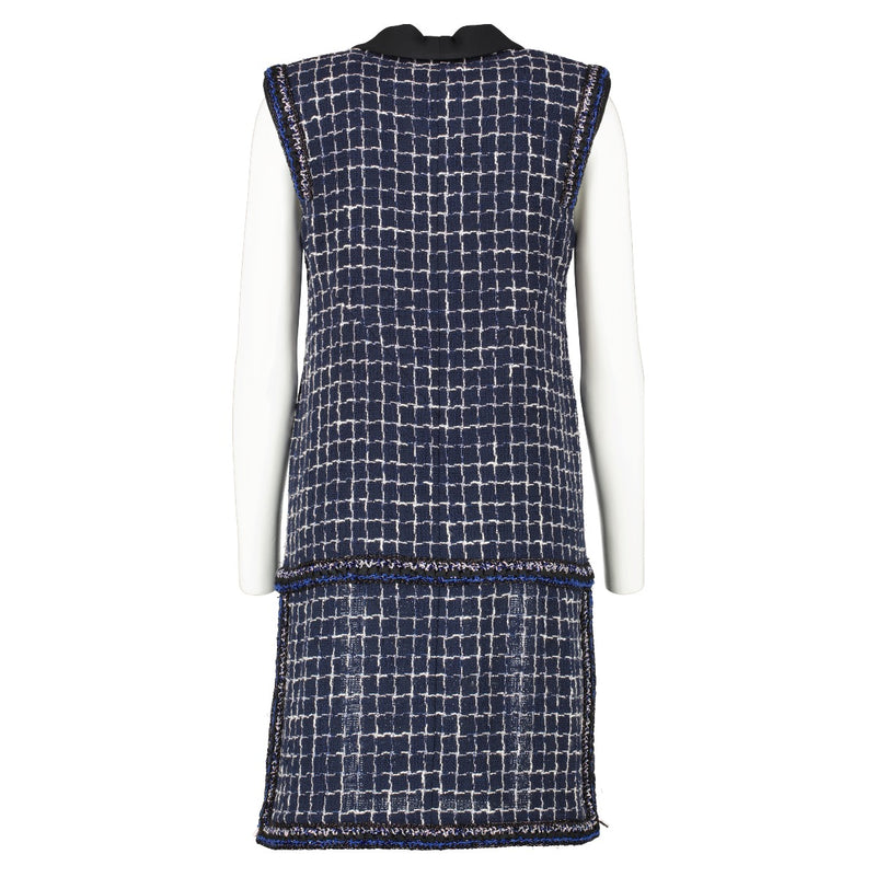 Chanel Spring/Summer 2014 Navy Checkered Tweed Dress