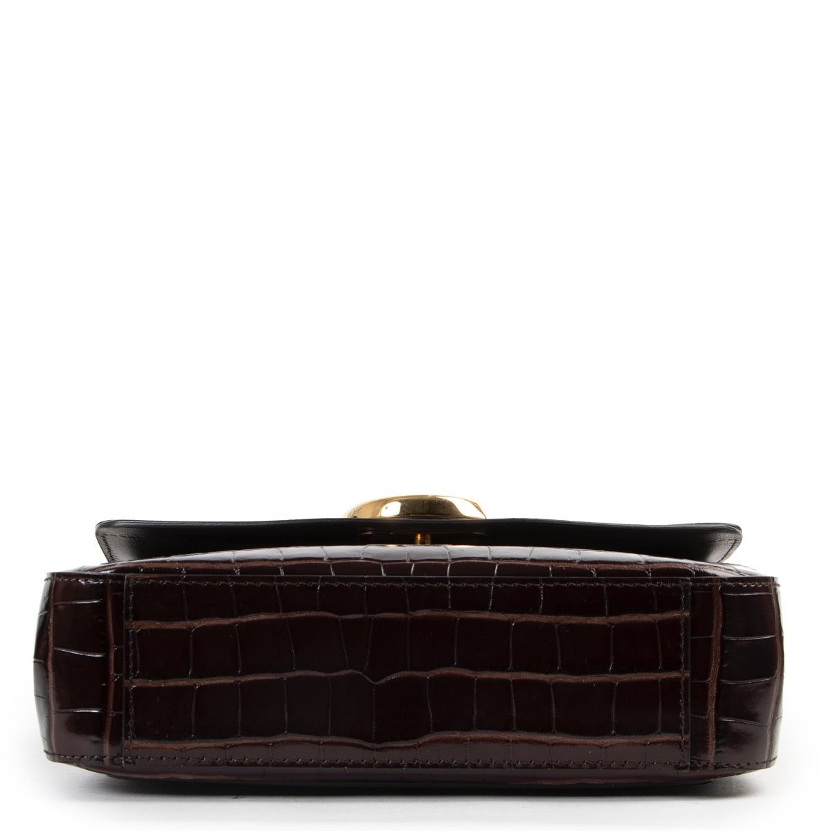Shop safe online 100% authentic second hand Chloé Brown Croco Embossed C Crossbody Bag in very good, excellent as new condition at the right price at labellov in Antwerp.