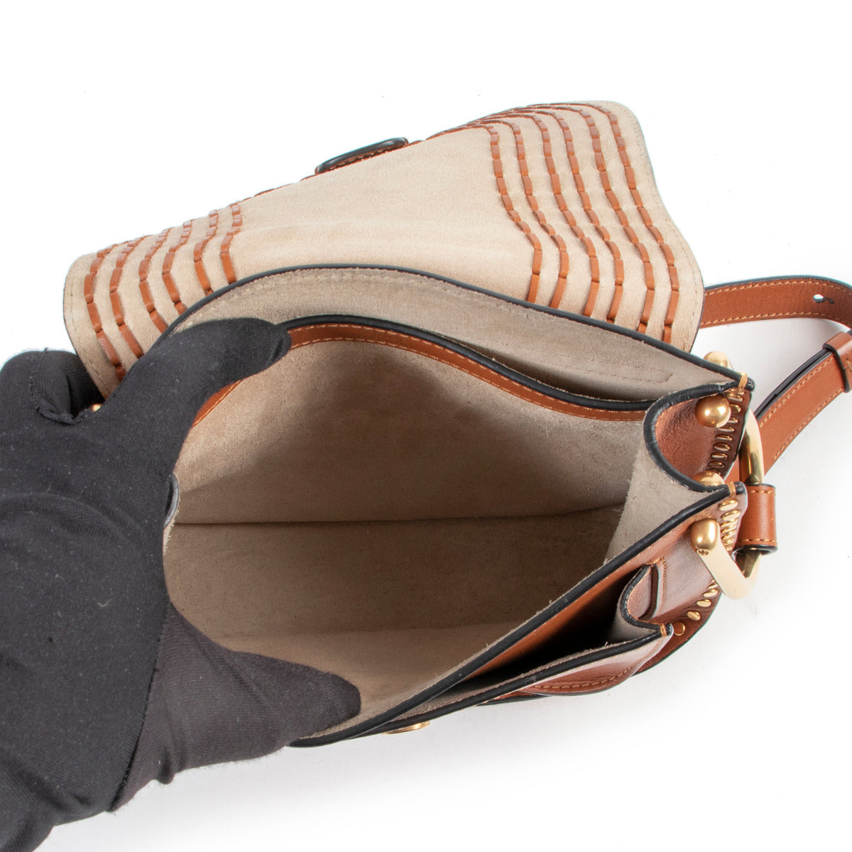 Sac bandoulière Chloé Cognac petit modèle Hudson