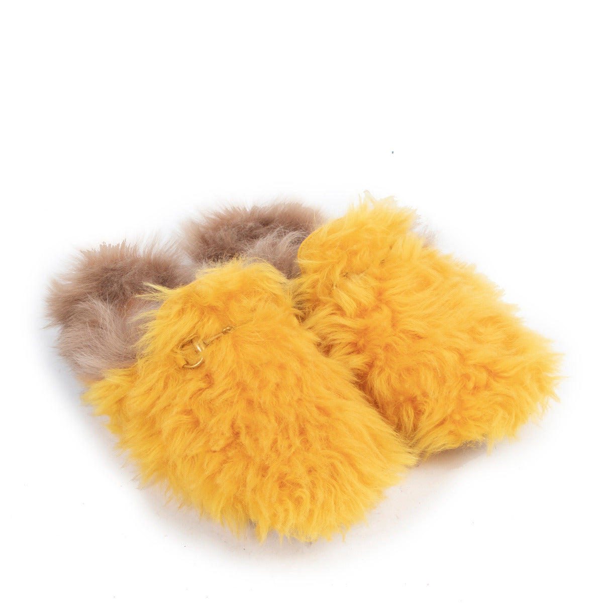 Gucci Yellow Princetown Merino Wool Flats - size 38