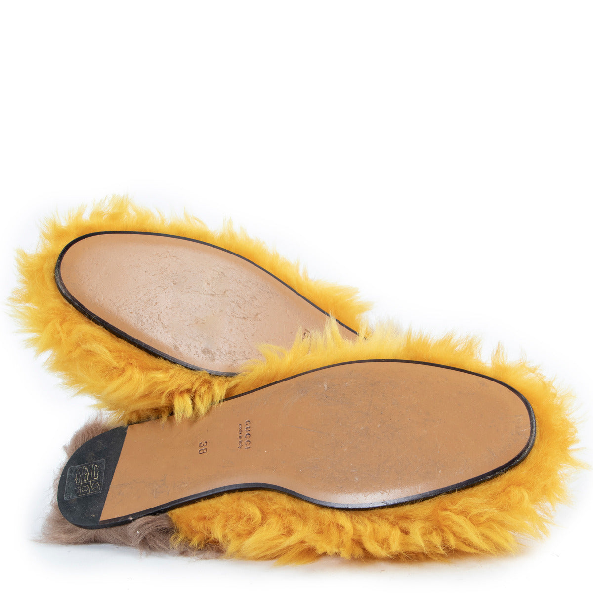 Gucci Yellow Princetown Merino Wool Flats - size 38