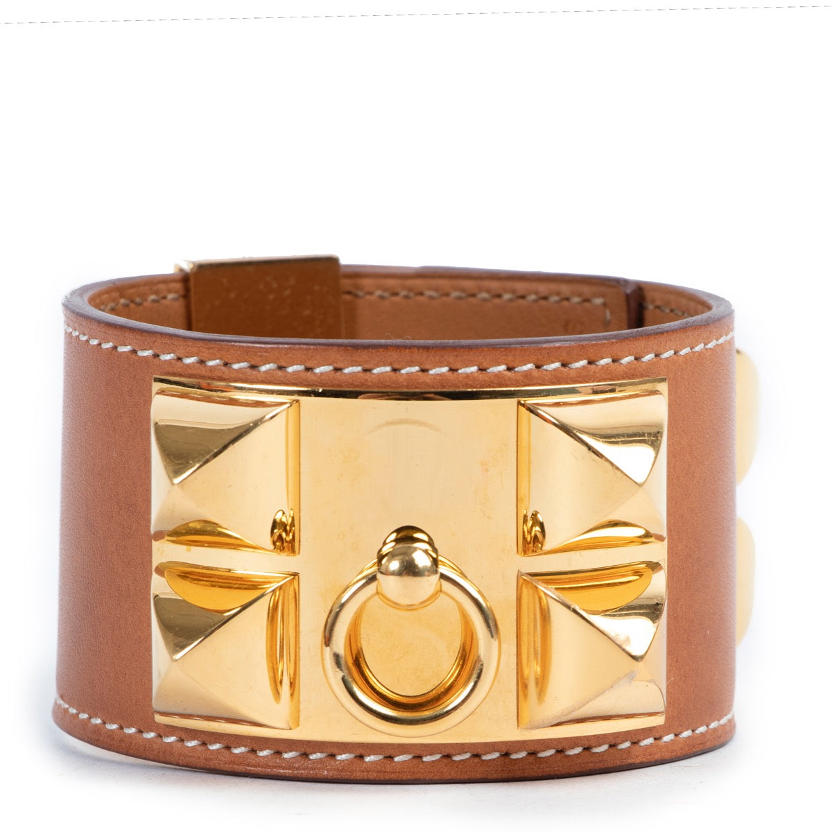 Shop safe online 100% authentic second hand Hermès Brown Collier De Chien Bracelet - Size T2 in very good condition at the right price at Labellov in Antwerp.