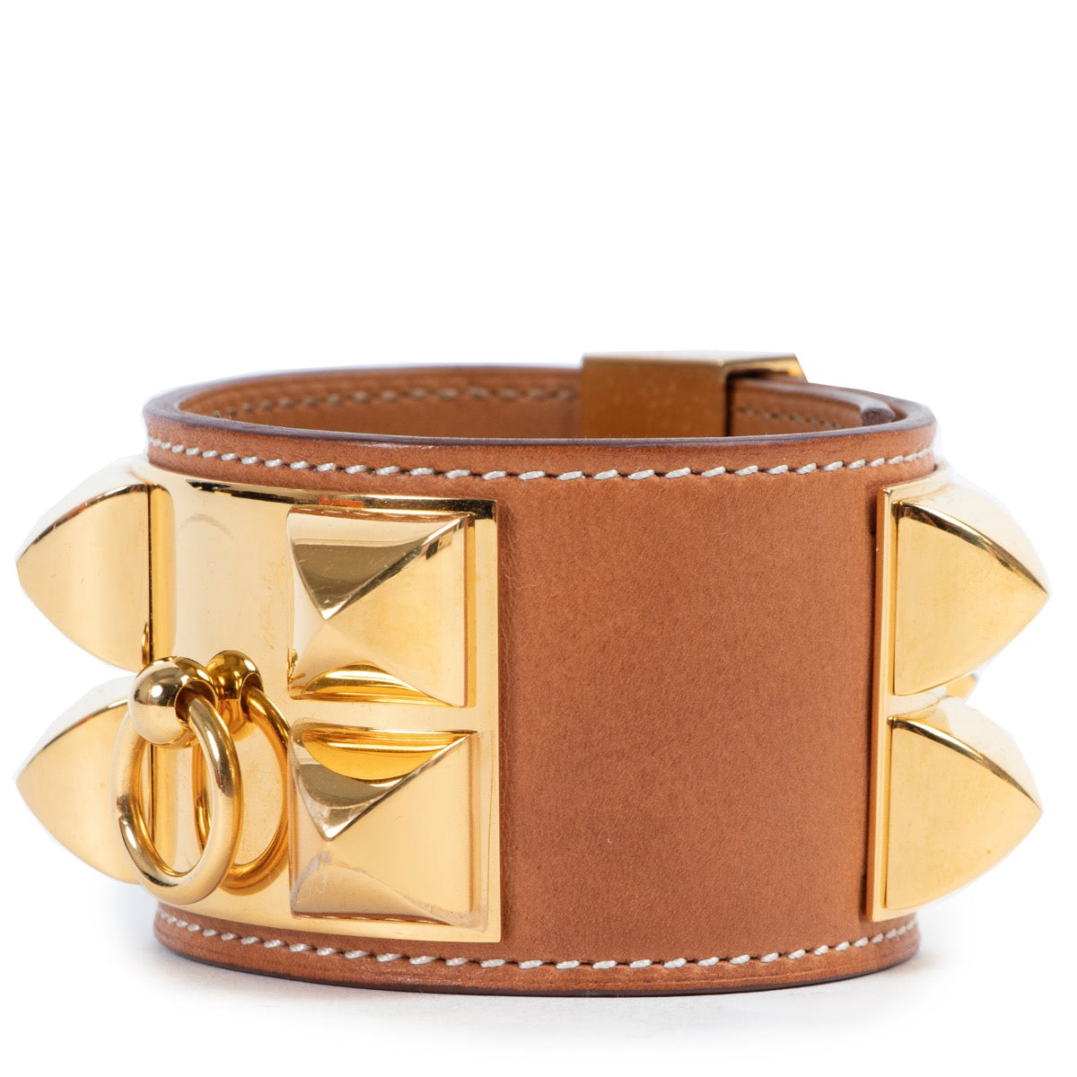 Shop safe online 100% authentic second hand Hermès Brown Collier De Chien Bracelet - Size T2 in very good condition at the right price at Labellov in Antwerp.
