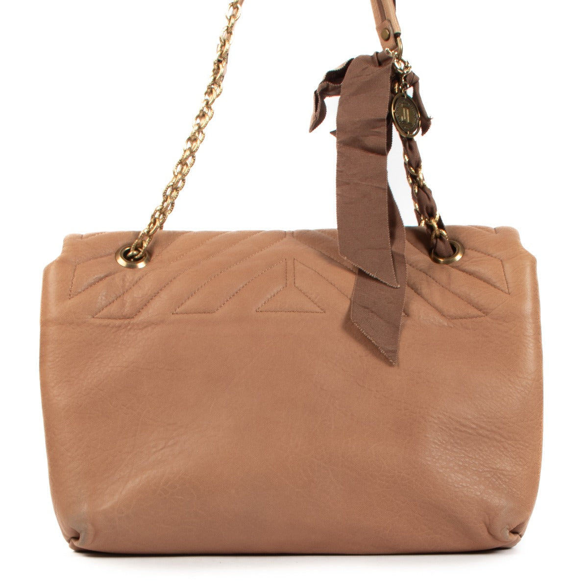 Lanvin Happy Large Taupe Quilted Lambskin Shoulder Bag