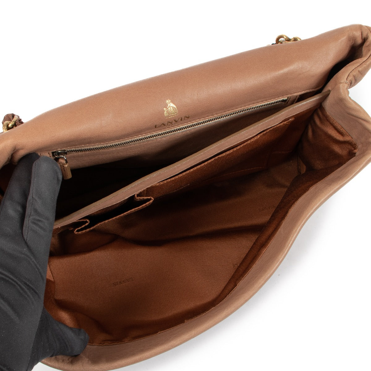 Lanvin Happy Large Taupe Quilted Lambskin Shoulder Bag