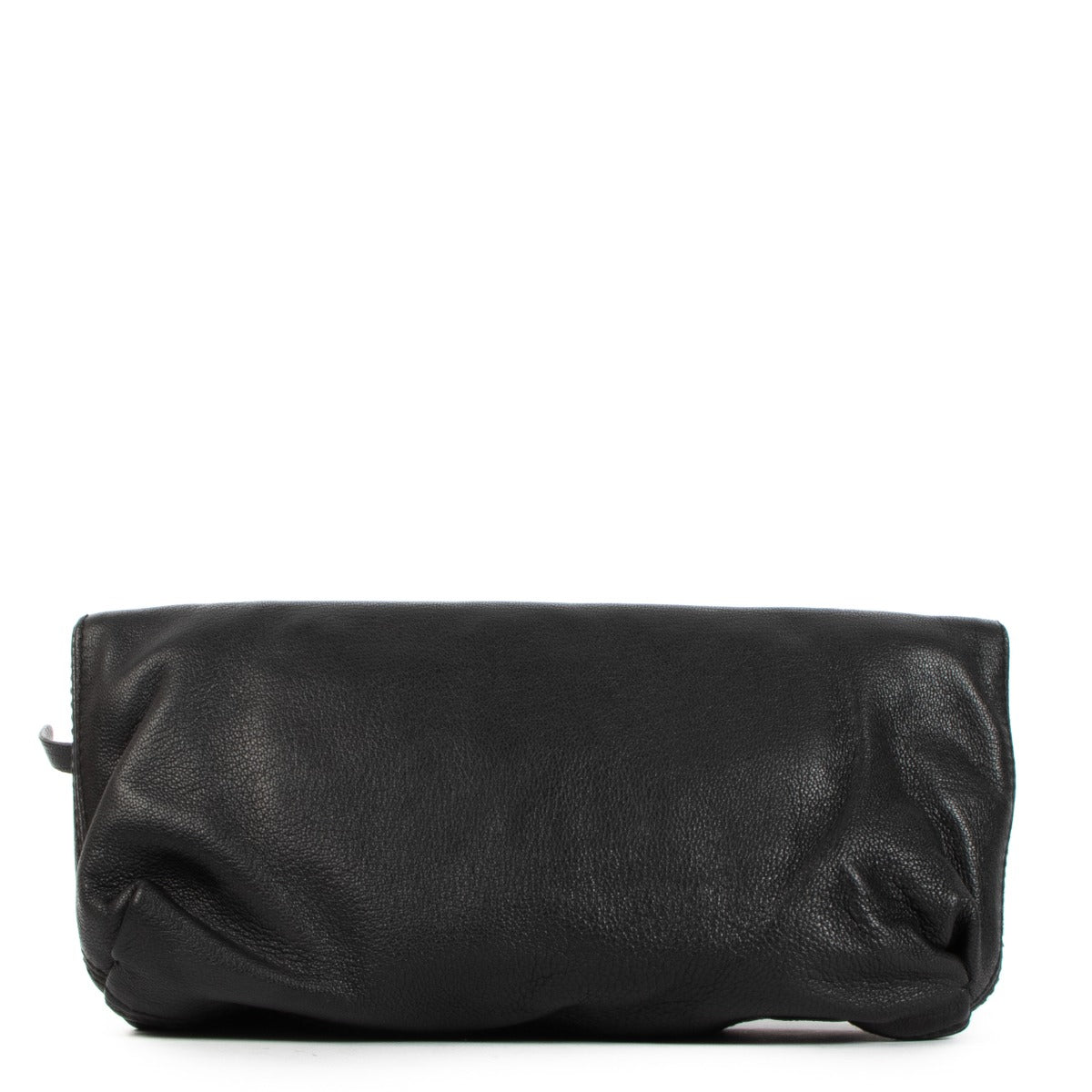 Pochette Lanvin pliante en chèvre noir avec fermoir tourniquet