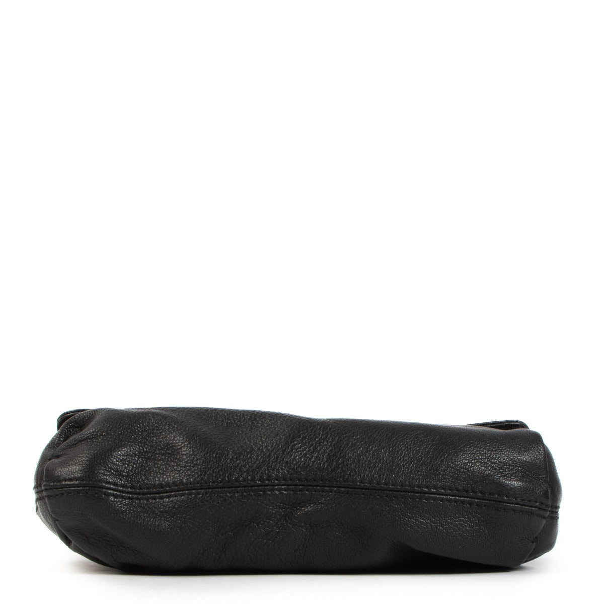 Pochette Lanvin pliante en chèvre noir avec fermoir tourniquet