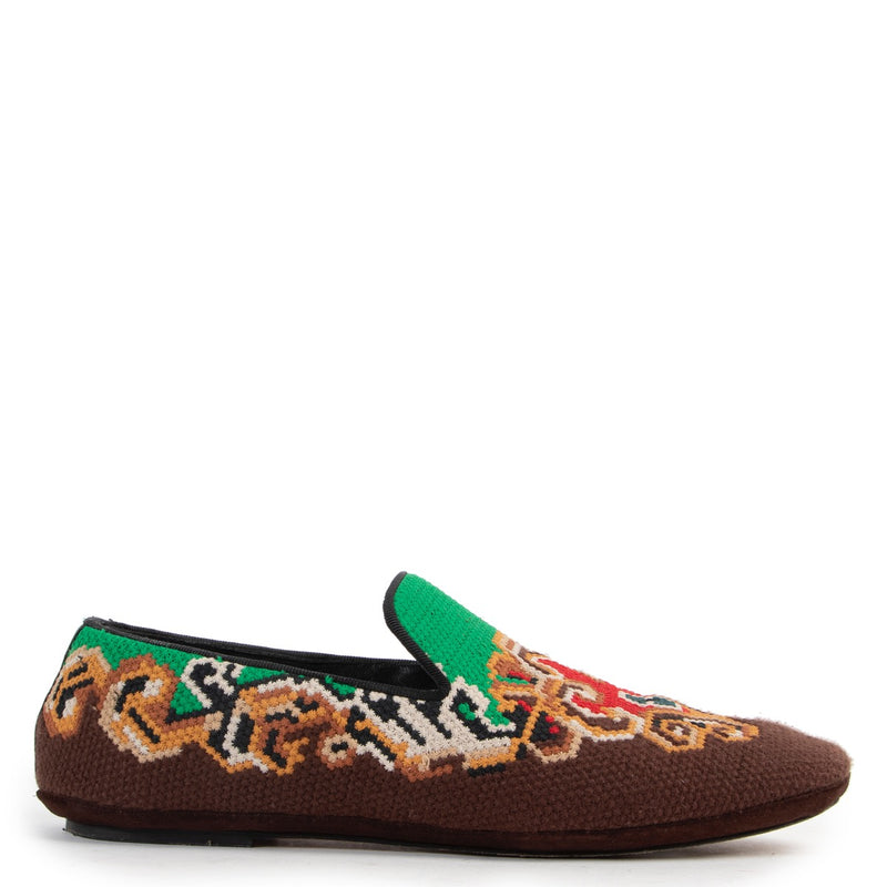 Shop safe online at Labellov in Antwerp these 100% authentic second hand Loewe Brown and Green Woven Flats