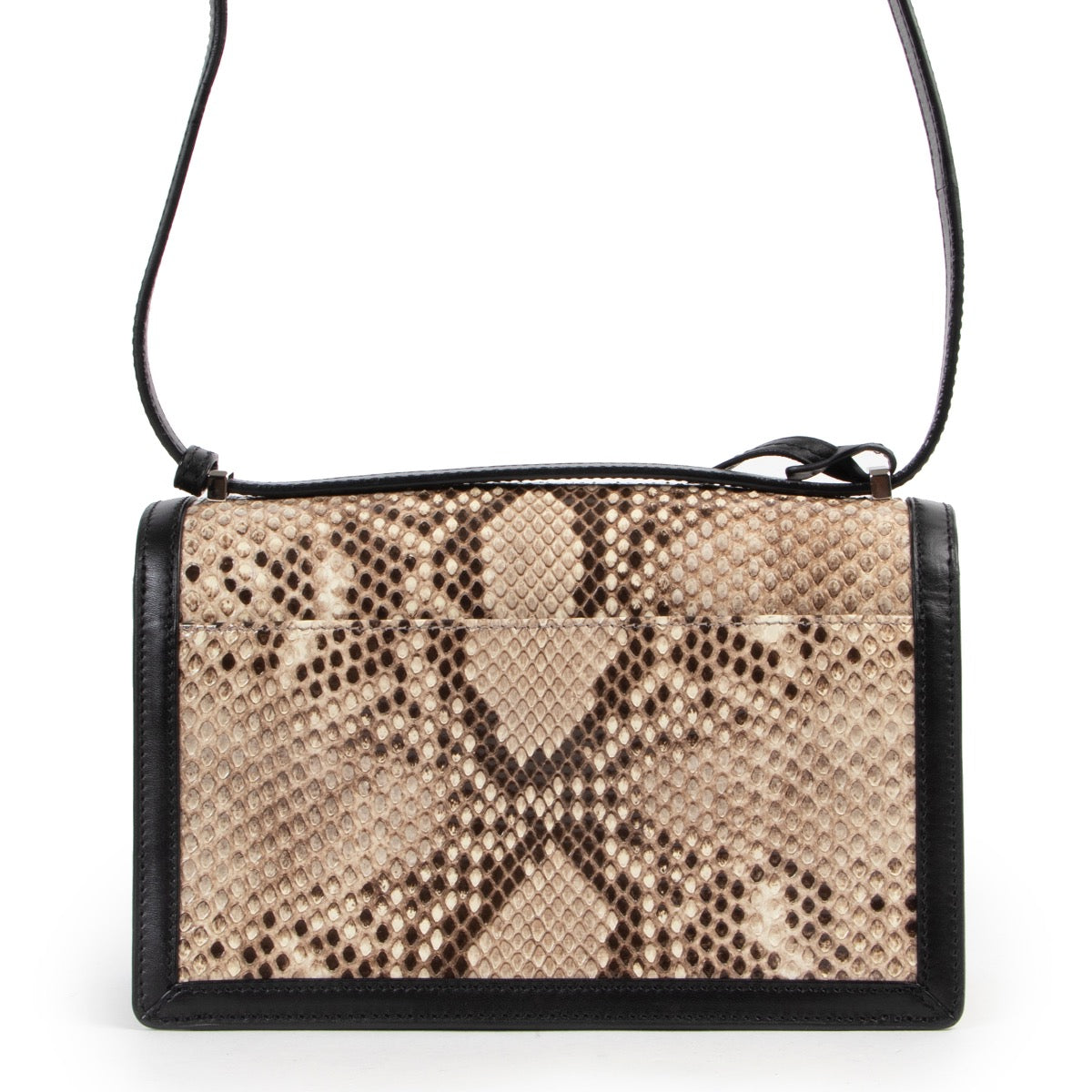 Shop safe online 100% authentic second hand Loewe Beige Python Barcelona Crossbody Bag in very good, excellent as new condition at Labellov in Antwerp.