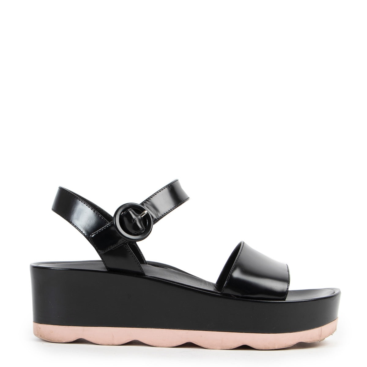Shop safe online 100% authentic second hand Prada Black Pink Platform Sandals - Size 38 in very good condition at the right price at Labellov in Antwerp.