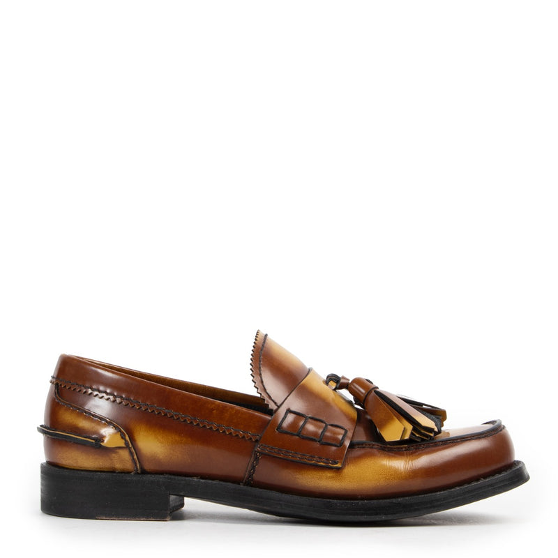 Shop safe online at Labellov in Antwerp 100% authentic second hand in very good condition Prada Brown Tassel Loafers - Size 38