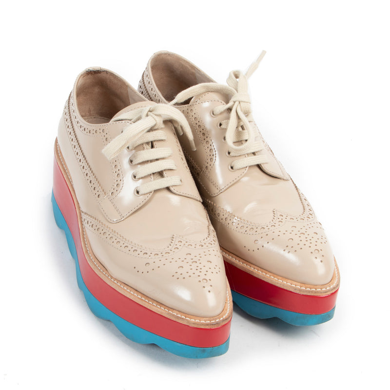Prada Beige Plateau Brogues - maat 38