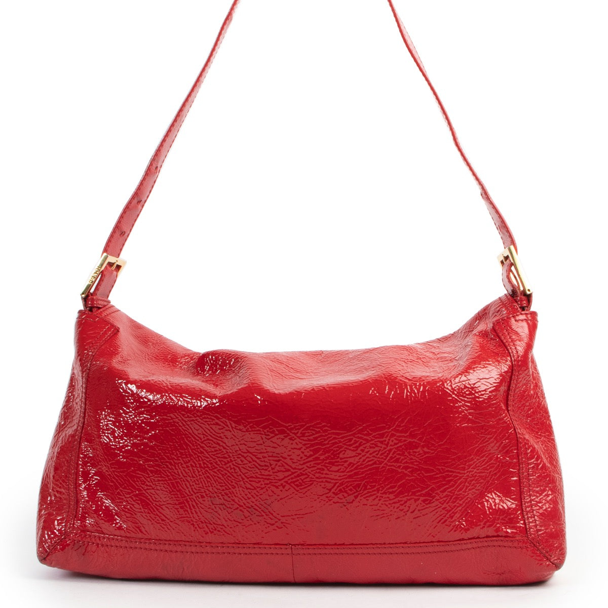 Shop safe online 100% authentic second hand Fendi Red Patent Leather Large Baguette Shoulder Bag in very good condition at the right price at Labellov in Antwerp.