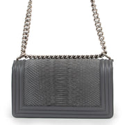 Shop online authentic second hand designer Chanel Grey Python Medium Boy Flap Bag at Labellov