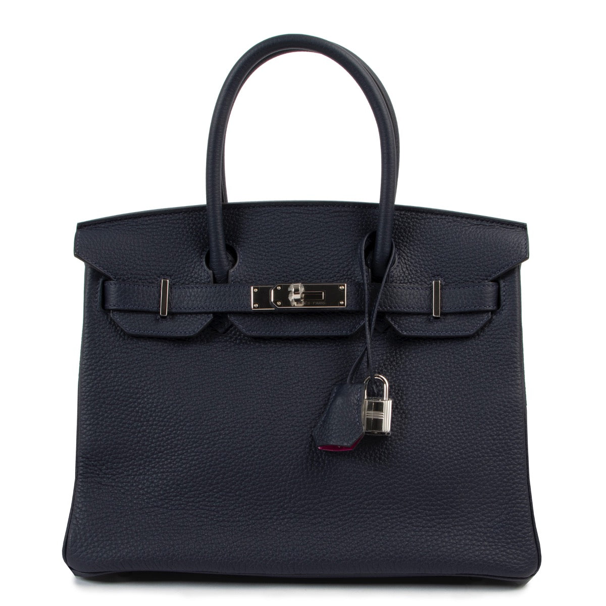 Hermès Blue Nuit / Rose Pourpre Clemence Taurillon Birkin 30 PHW