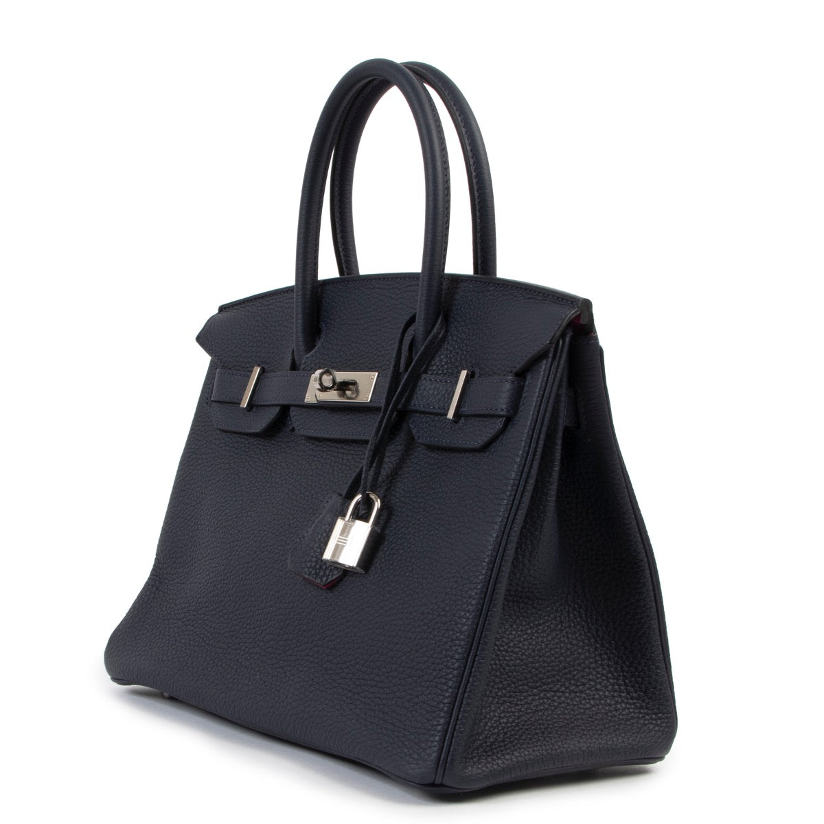 Hermès Blue Nuit / Rose Pourpre Clemence Taurillon Birkin 30 PHW
