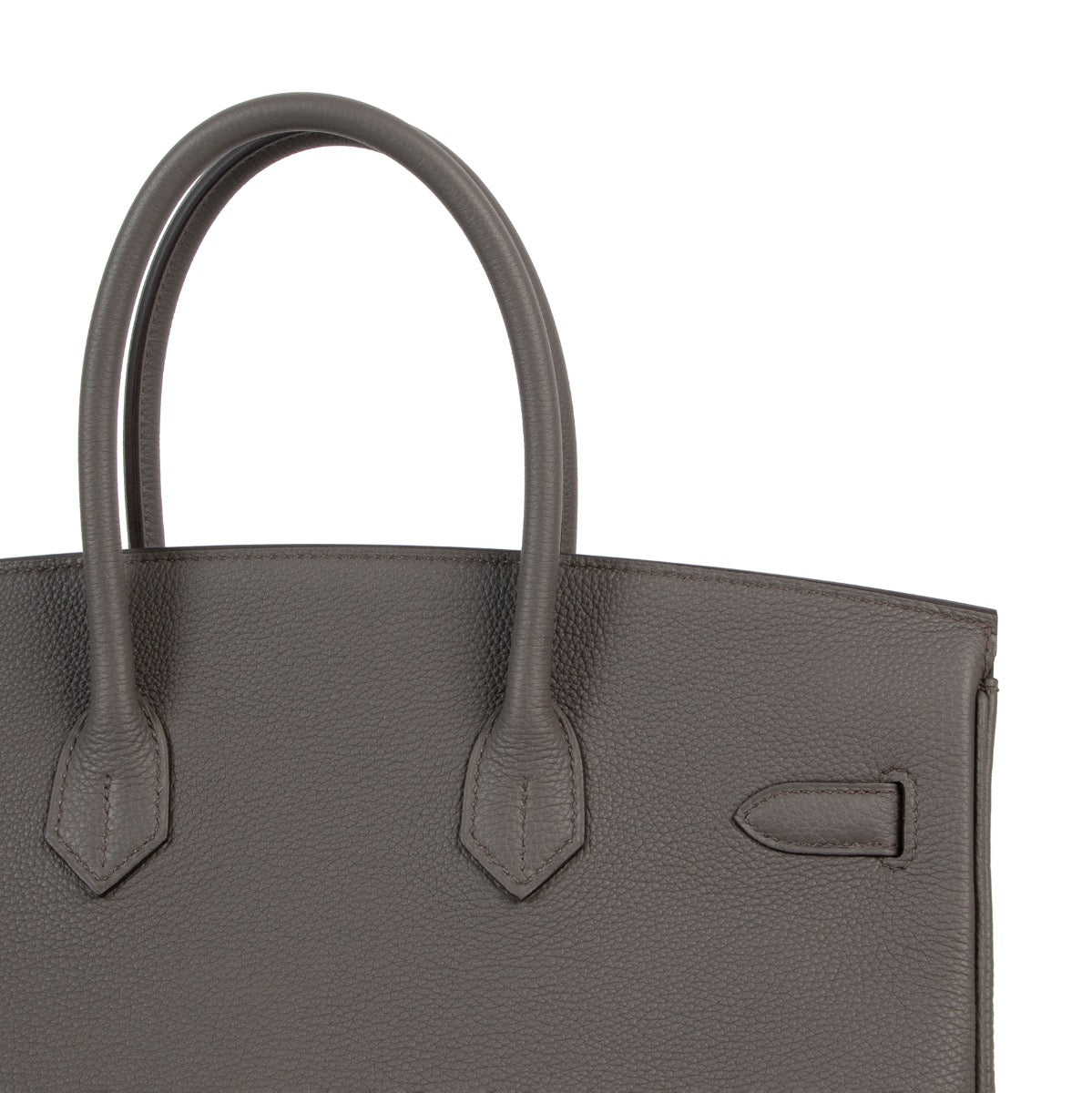 Shop safe online at Labellov in Antwerp this 100% authentic second hand Hermès Birkin 35 Togo Gris Etain PHW in brand new condition.
