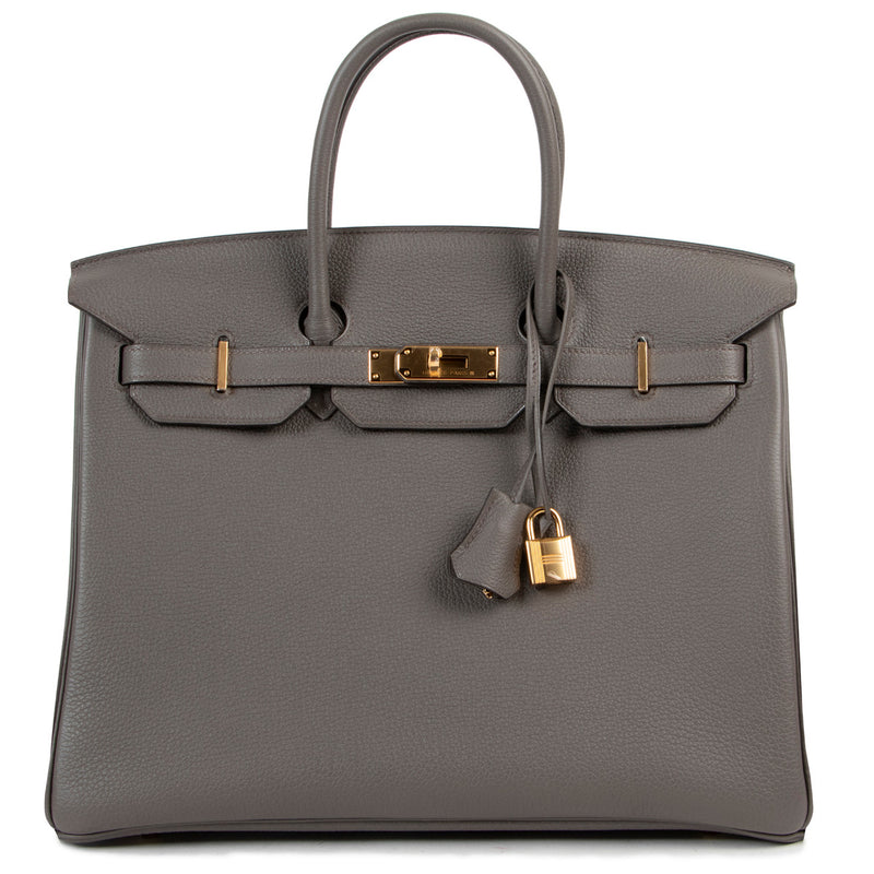 Brand new Hermès Birkin 35 Gris Etain Togo GHW from 2021 exclusively available online and in store at Labellov luxury Antwerp