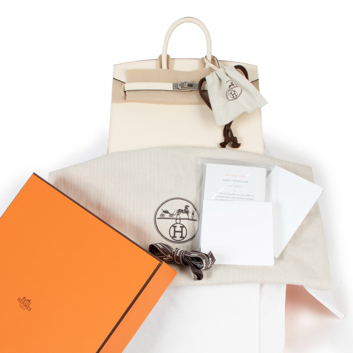 Shop exclusive second hand Hermès Birkin 25 Sellier Nata Epsom Palladium Hardware at Labellov
