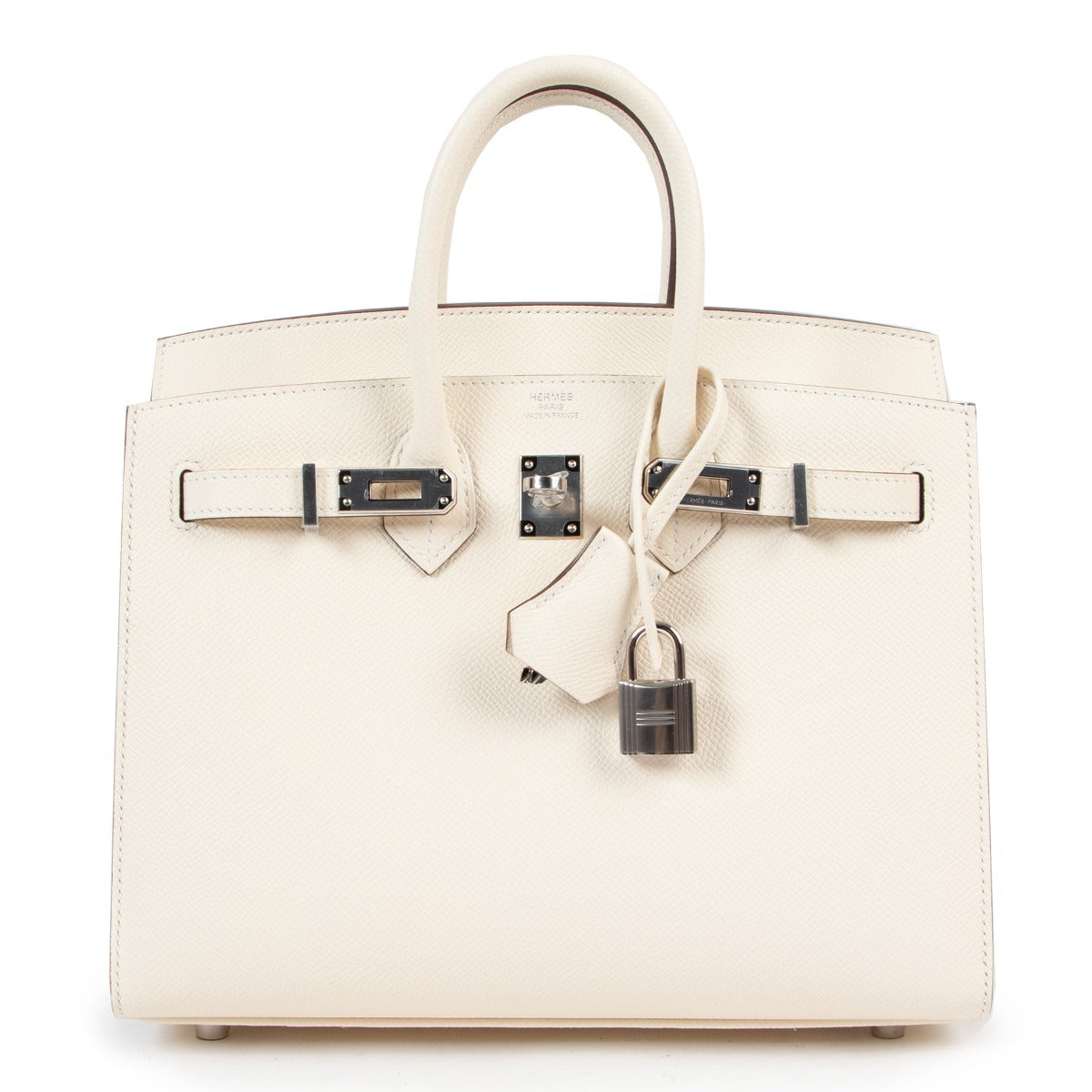 Shop exclusive second hand Hermès Birkin 25 Sellier Nata Epsom Palladium Hardware at Labellov