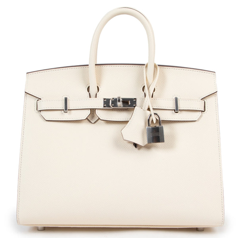 Shop exclusive second hand Hermès Birkin 25 Sellier Nata Epsom Palladium Hardware at Labellov