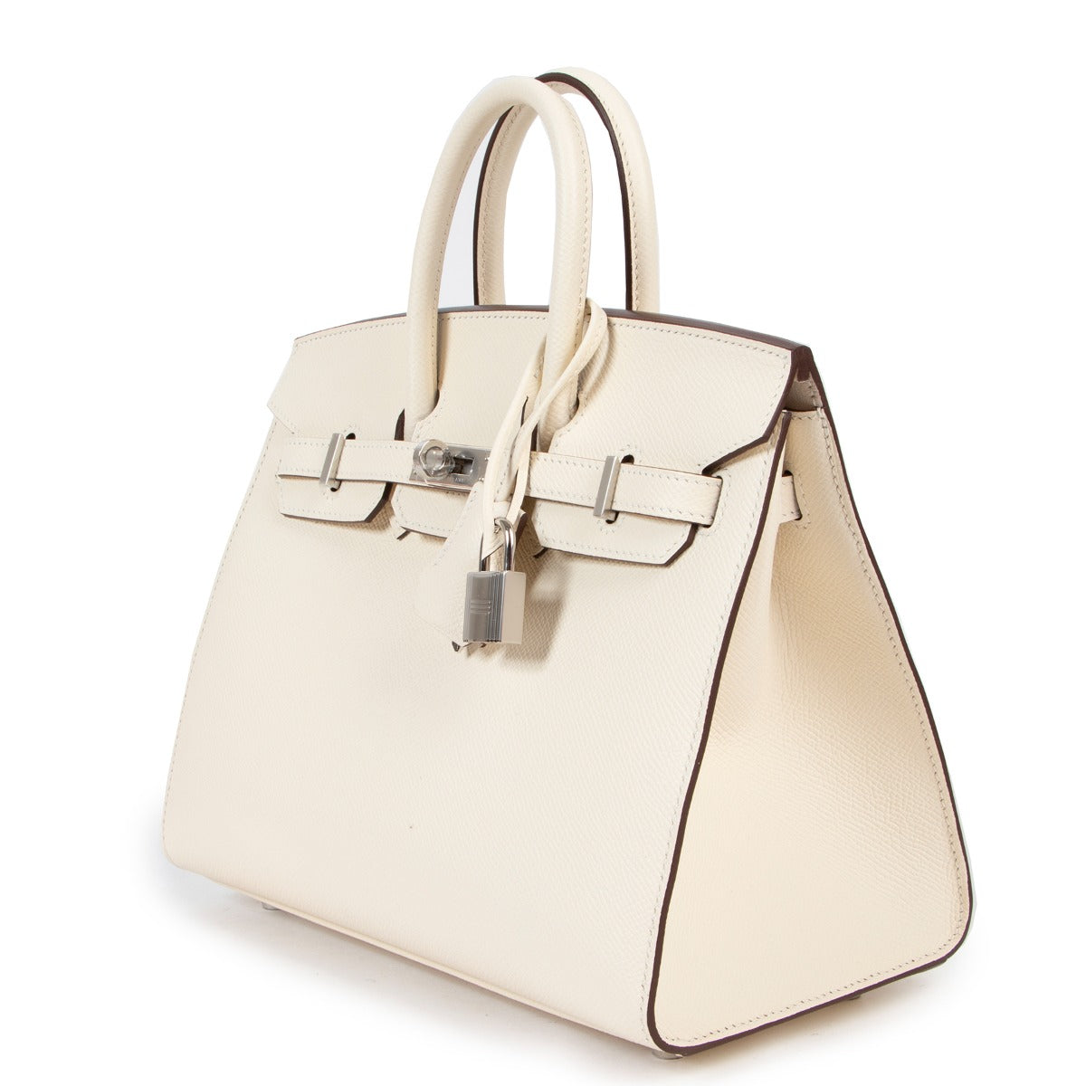 Hermès Birkin 25 Sellier Nata Epsom Palladium Hardware at Labellov