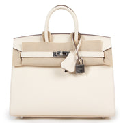 Shop exclusive second hand Hermès Birkin 25 Sellier Nata Epsom Palladium Hardware at Labellov