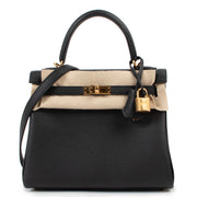 Shop safe online at Labellov in Antwerp this 100% authentic second hand Hermès Kelly 25 Retourne Noir Togo GHW