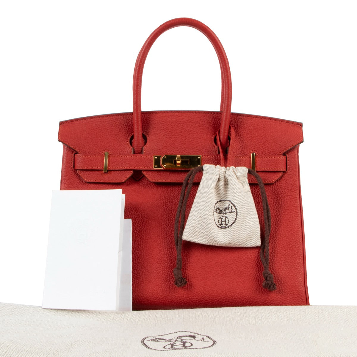 authentic second hand hermes birkin 30 togo geranium gold hardware at labellov.com