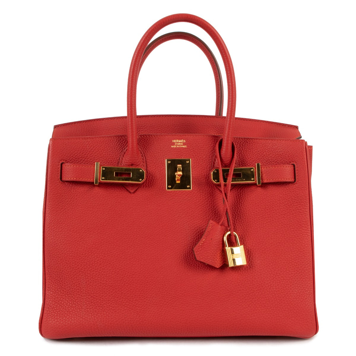 authentic second hand hermes birkin 30 togo geranium gold hardware at labellov.com