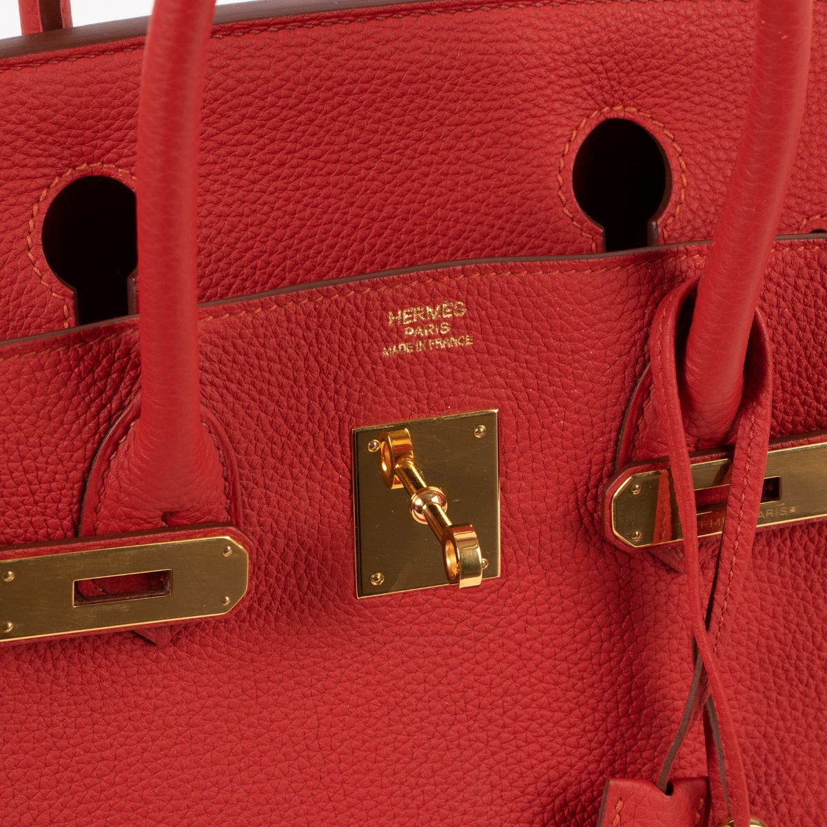 authentic second hand hermes birkin 30 togo geranium gold hardware at labellov.com