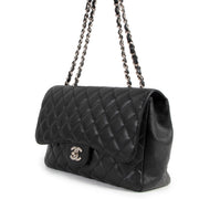 Chanel Black Caviar Leather Large Classic Single Flap Bag