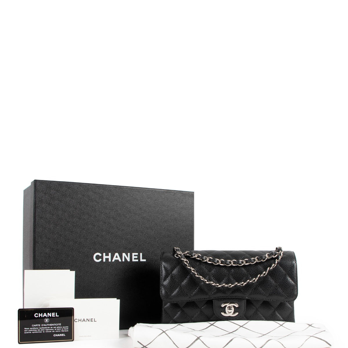 Chanel Black Caviar Leather Small Classic Flap Bag