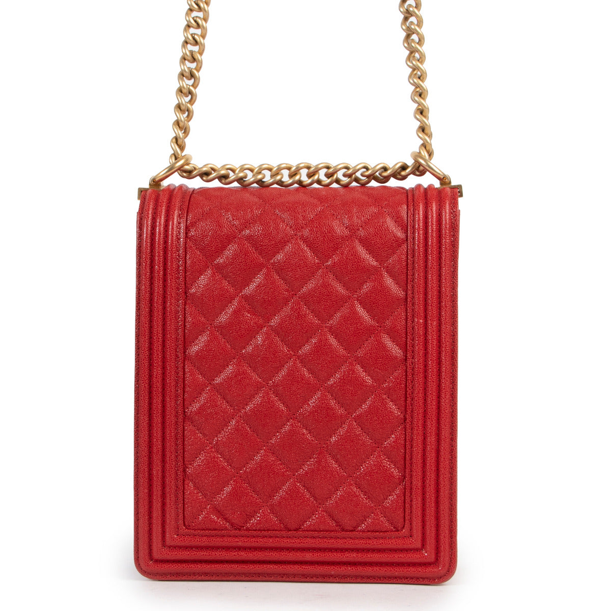 Chanel Red North South Boy Flap Bag GHW