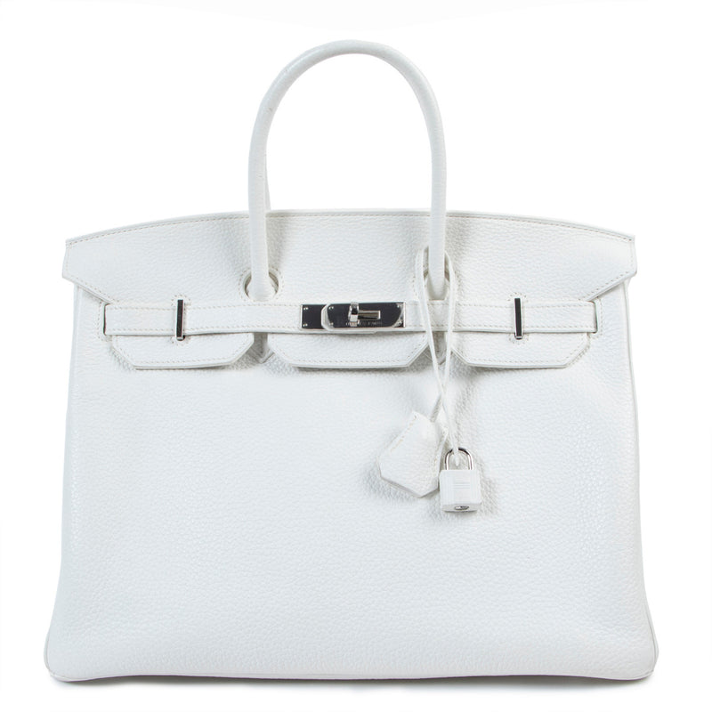Hermes white birkin bag very hard to find available at Labellov secondhand luxury in Antwerp Belgium. Buy and sell your bags online.