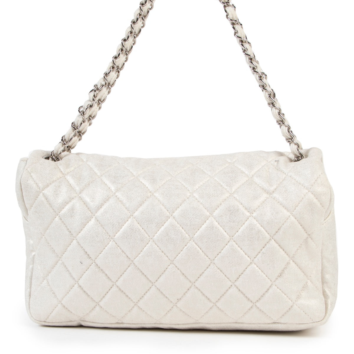 acheter en ligne Chanel Grey Shiney Jersey Classic Flap Bag